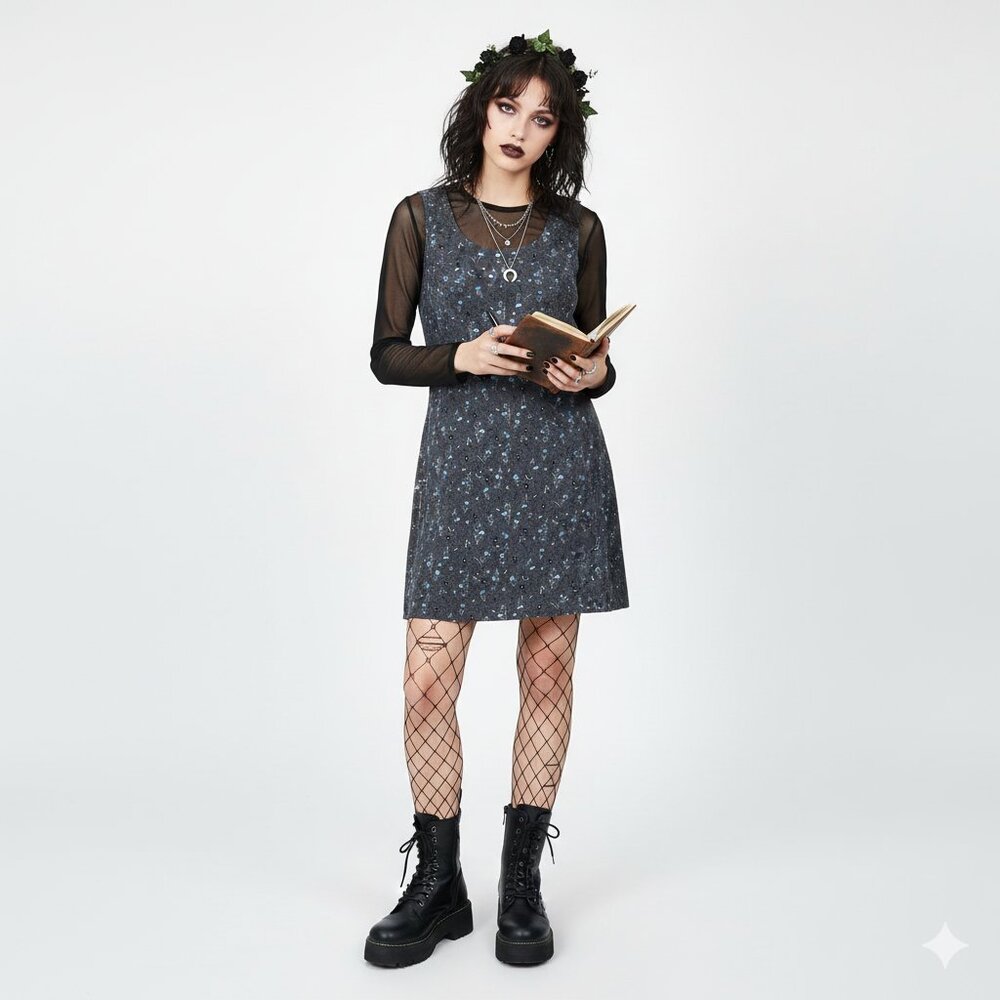 No Boundaries Junior Floral Sleeveless‎ Dress Small Y2K Fairy Grunge Whimsigoth